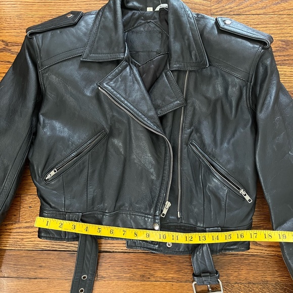 Black Vintage Leather Women's Jacket Medium - Picture 3 of 5